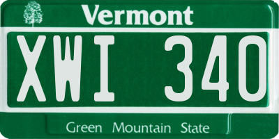 VT license plate XWI340