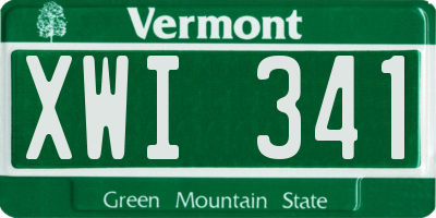 VT license plate XWI341