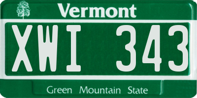 VT license plate XWI343