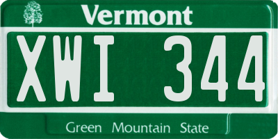 VT license plate XWI344