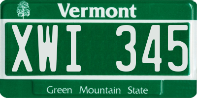 VT license plate XWI345