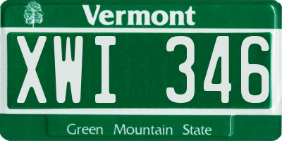 VT license plate XWI346