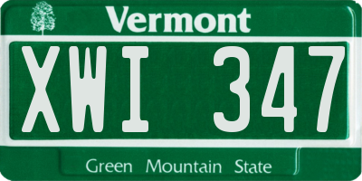 VT license plate XWI347