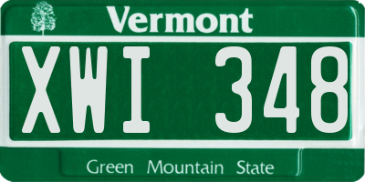 VT license plate XWI348