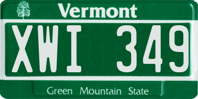 VT license plate XWI349