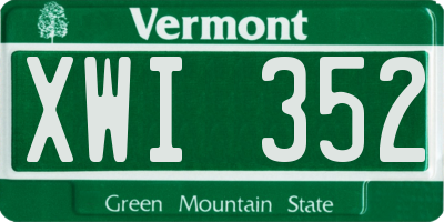 VT license plate XWI352