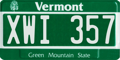 VT license plate XWI357