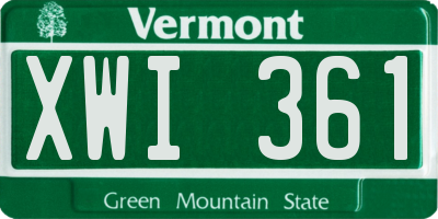 VT license plate XWI361