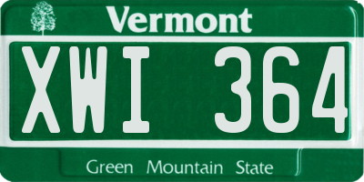 VT license plate XWI364