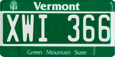 VT license plate XWI366