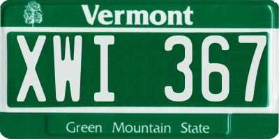 VT license plate XWI367