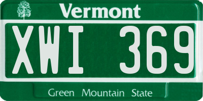 VT license plate XWI369