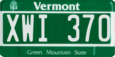 VT license plate XWI370