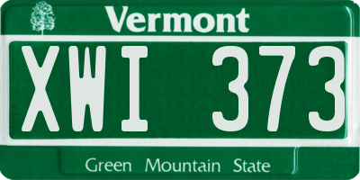 VT license plate XWI373