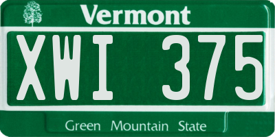 VT license plate XWI375