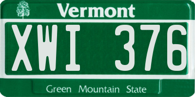 VT license plate XWI376