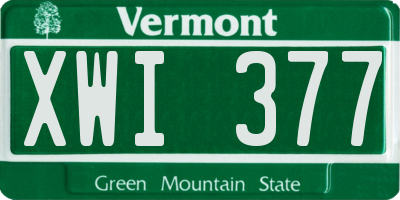 VT license plate XWI377