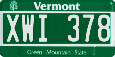 VT license plate XWI378