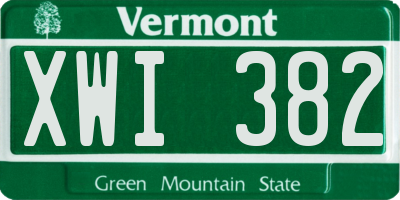 VT license plate XWI382
