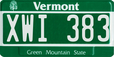 VT license plate XWI383