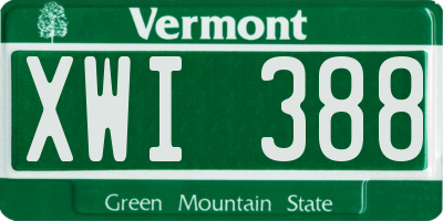 VT license plate XWI388