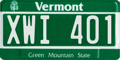 VT license plate XWI401