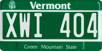 VT license plate XWI404