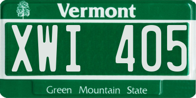VT license plate XWI405