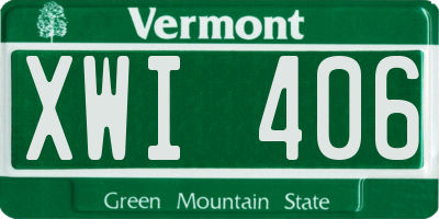 VT license plate XWI406