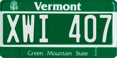 VT license plate XWI407