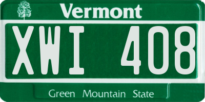 VT license plate XWI408