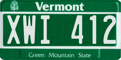 VT license plate XWI412