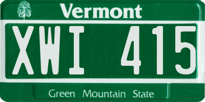 VT license plate XWI415