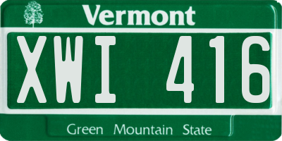 VT license plate XWI416