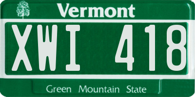VT license plate XWI418