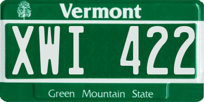 VT license plate XWI422