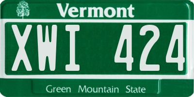 VT license plate XWI424