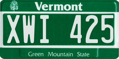 VT license plate XWI425