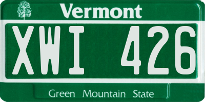 VT license plate XWI426