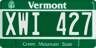 VT license plate XWI427