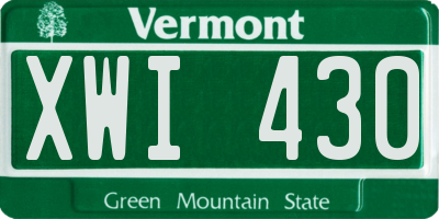 VT license plate XWI430