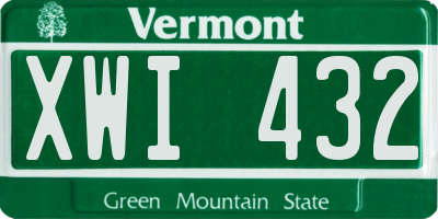 VT license plate XWI432