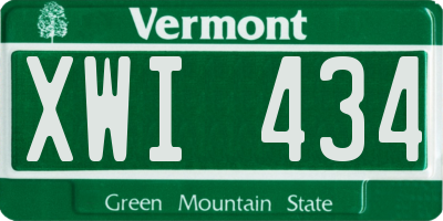 VT license plate XWI434