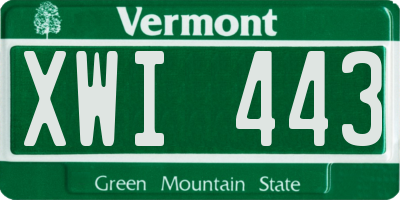 VT license plate XWI443