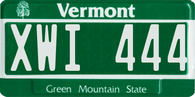 VT license plate XWI444