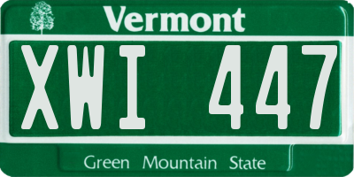 VT license plate XWI447