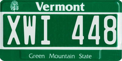 VT license plate XWI448