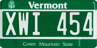 VT license plate XWI454