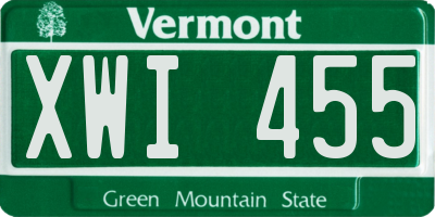 VT license plate XWI455