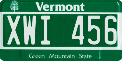 VT license plate XWI456